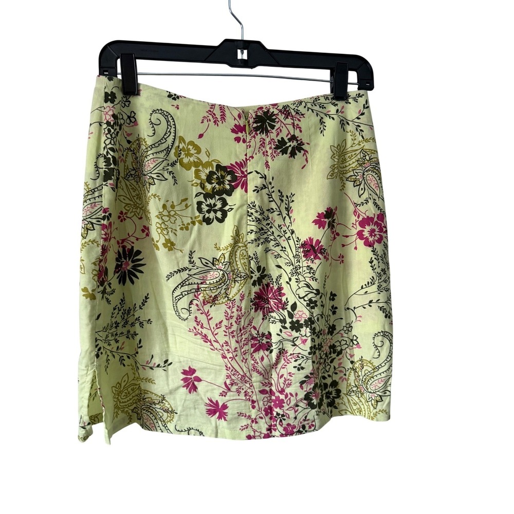 Erika Floral Paisley Mini Skort Womens 6P Lime Green Pink Cotton Blend Excellent